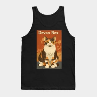 Devon Rex Cat Art Poster Vintage Style Tank Top